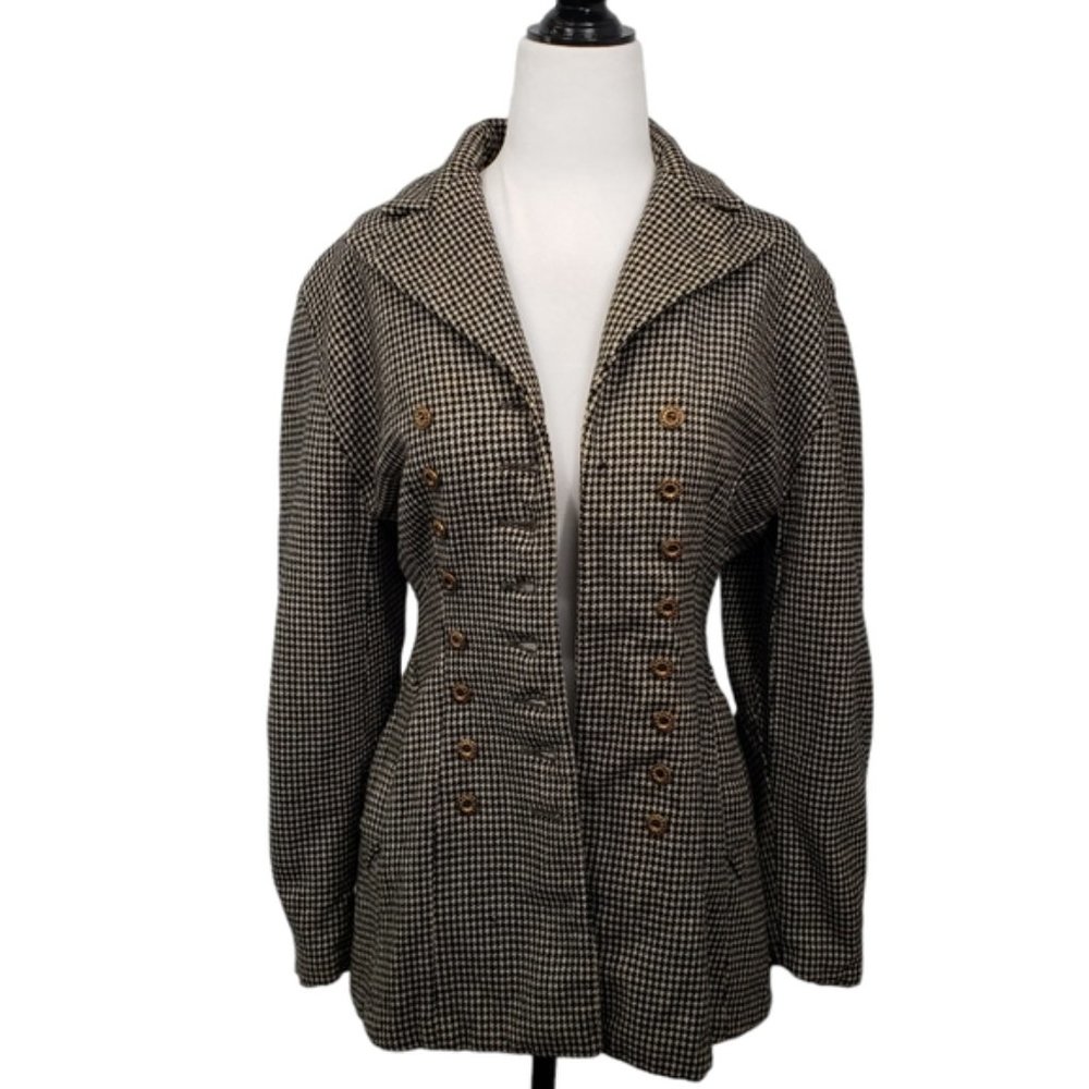 Houndstooth Pattern Riding Style Jacket Coat Small - Picture 10 of 10